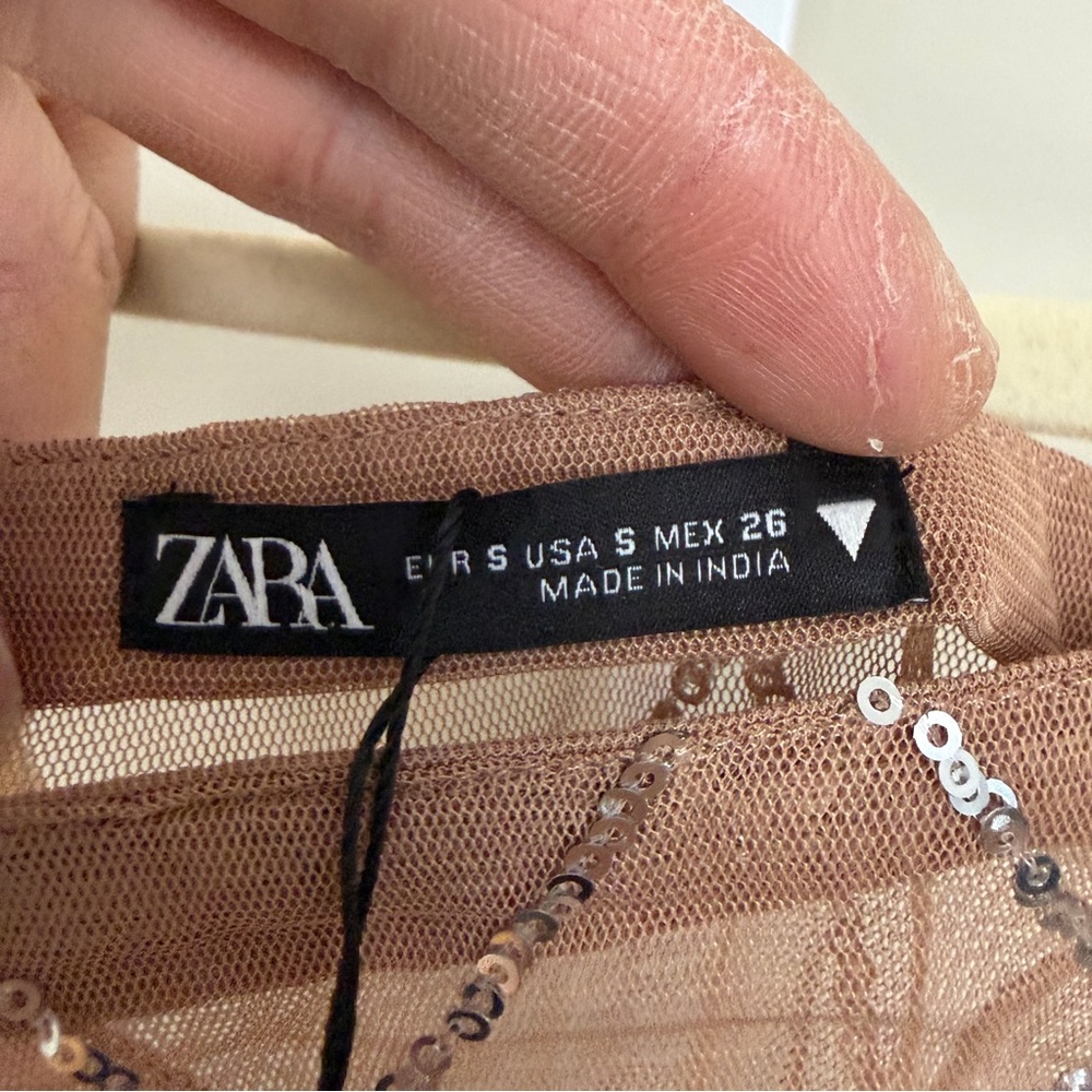 Zara Elegant Brown Mesh Skirt new with tags size S - Picture 5 of 5